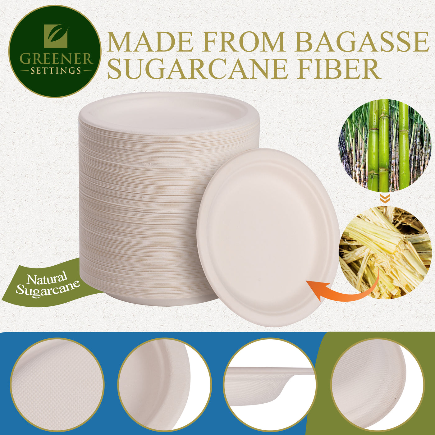 7 in. Unbleached Compostable Disposable Paper Plates [150-Pack] - Perfect Settings Tableware