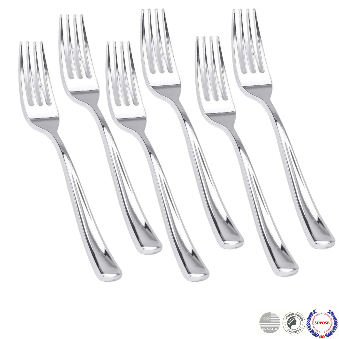 Perfect Settings Silver Disposable Plastic Forks - 125 Count - Perfect Settings Tableware