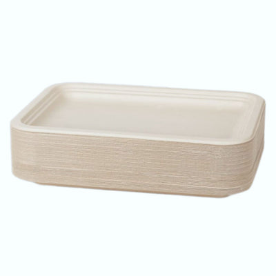 50-Pack 14" Compostable Catering Trays – Heavy-Duty Biodegradable Sugarcane Plates, Microwave-Safe, Grease-Resistant, Eco-Friendly Partyware