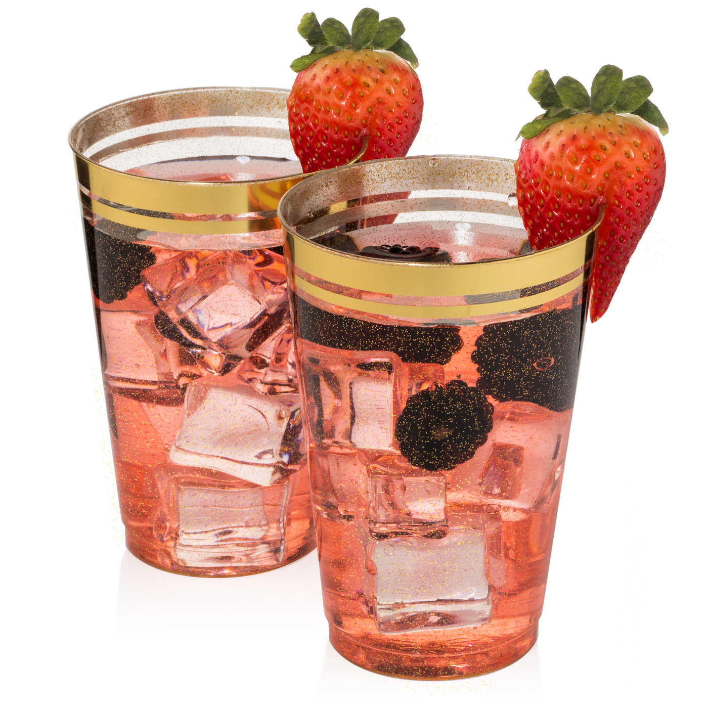 100ct. Cups Glitter-Gold Rim Plastic Disposable Glasses, Elegant Parties, Special Events, Weddings - Perfect Settings Tableware