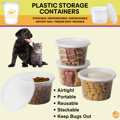 Perfect Settings 16 oz Deli Containers with Lids [40 Sets] Leakproof, Microwavable, Freezer, Dishwasher Safe, Pint Size Plastic Food Storage Container - Perfect Settings Tableware