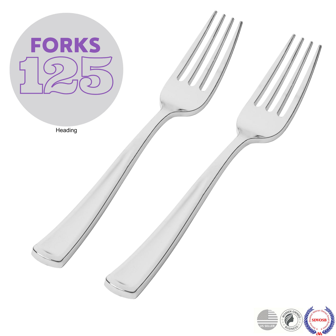 Perfect Settings Silver Disposable Plastic Forks - 125 Count - Perfect Settings Tableware