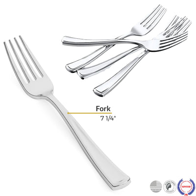 Perfect Settings Silver Disposable Plastic Forks - 125 Count - Perfect Settings Tableware