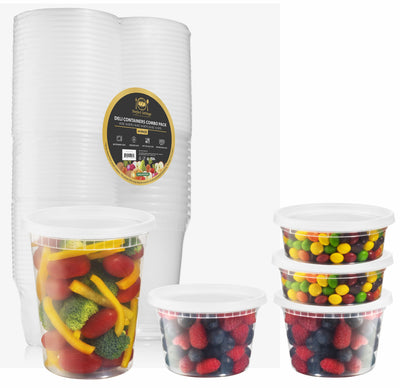 Perfect Settings Plastic Deli Containers with Lids [44 Sets] Variety Pk 8oz, 16oz & 32oz | Leakproof, Freezer Safe Soup & Food Storage | Microwavable Food Containers with Lids - Perfect Settings Tableware