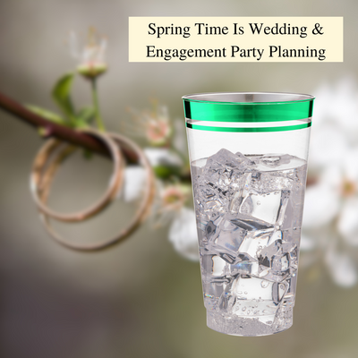 Perfect Settings 16 oz Clear Disposable Hard Plastic Cups Green Rim - 100 Count - Perfect Settings Tableware