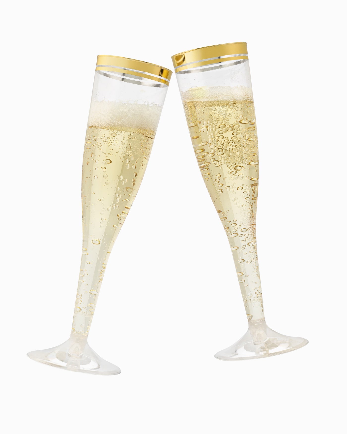 Perfect Settings 36 Pack Plastic Champagne Flutes with Gold Rim | Disposable and Elegant Clear Glasses for Parties, Weddings, and Showers - Perfect Settings Tableware