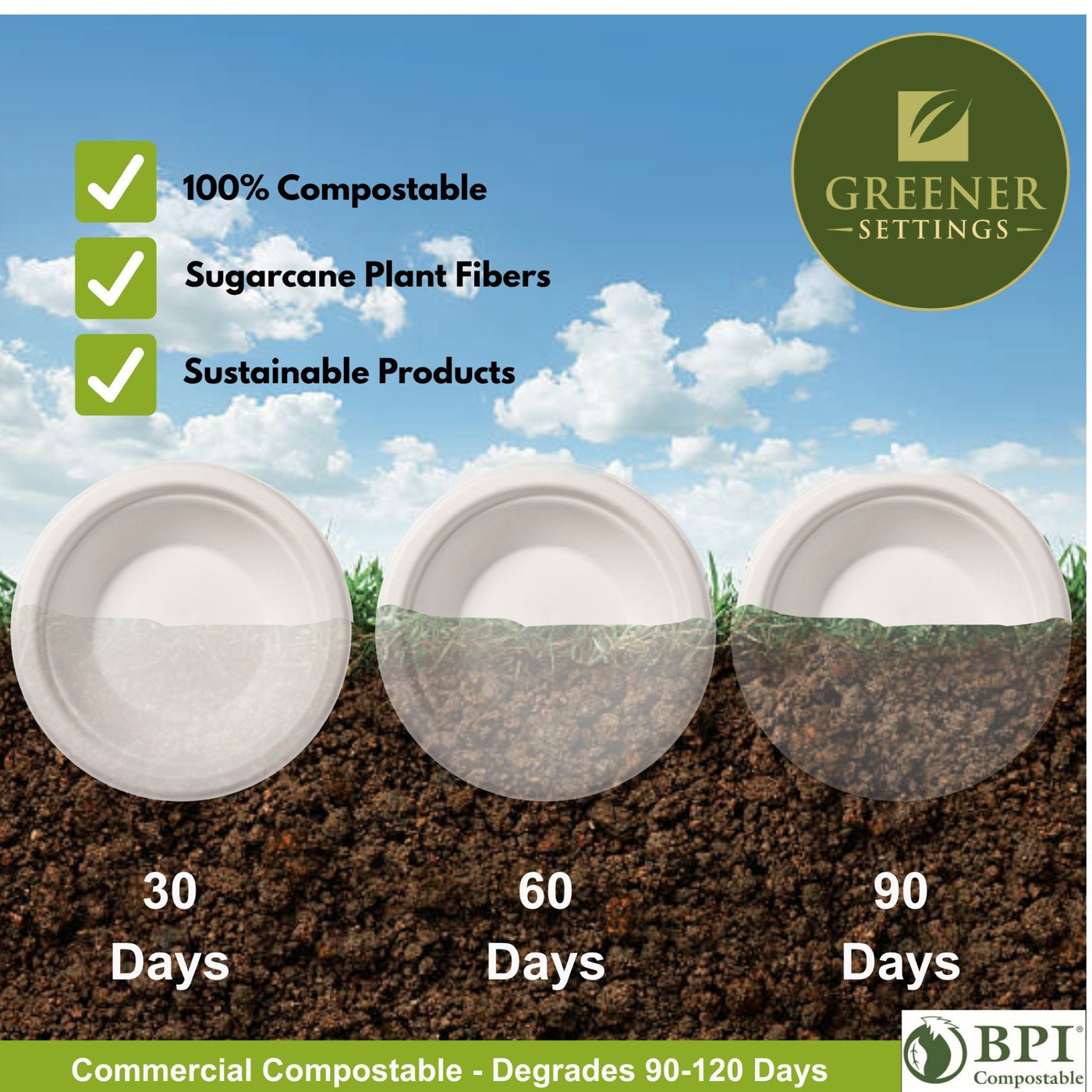 32 oz Extra Large Compostable Paper Bowls – 50-Pack Heavy-Duty Bagasse, Leak & Grease Resistant, Microwave & Freezer Safe