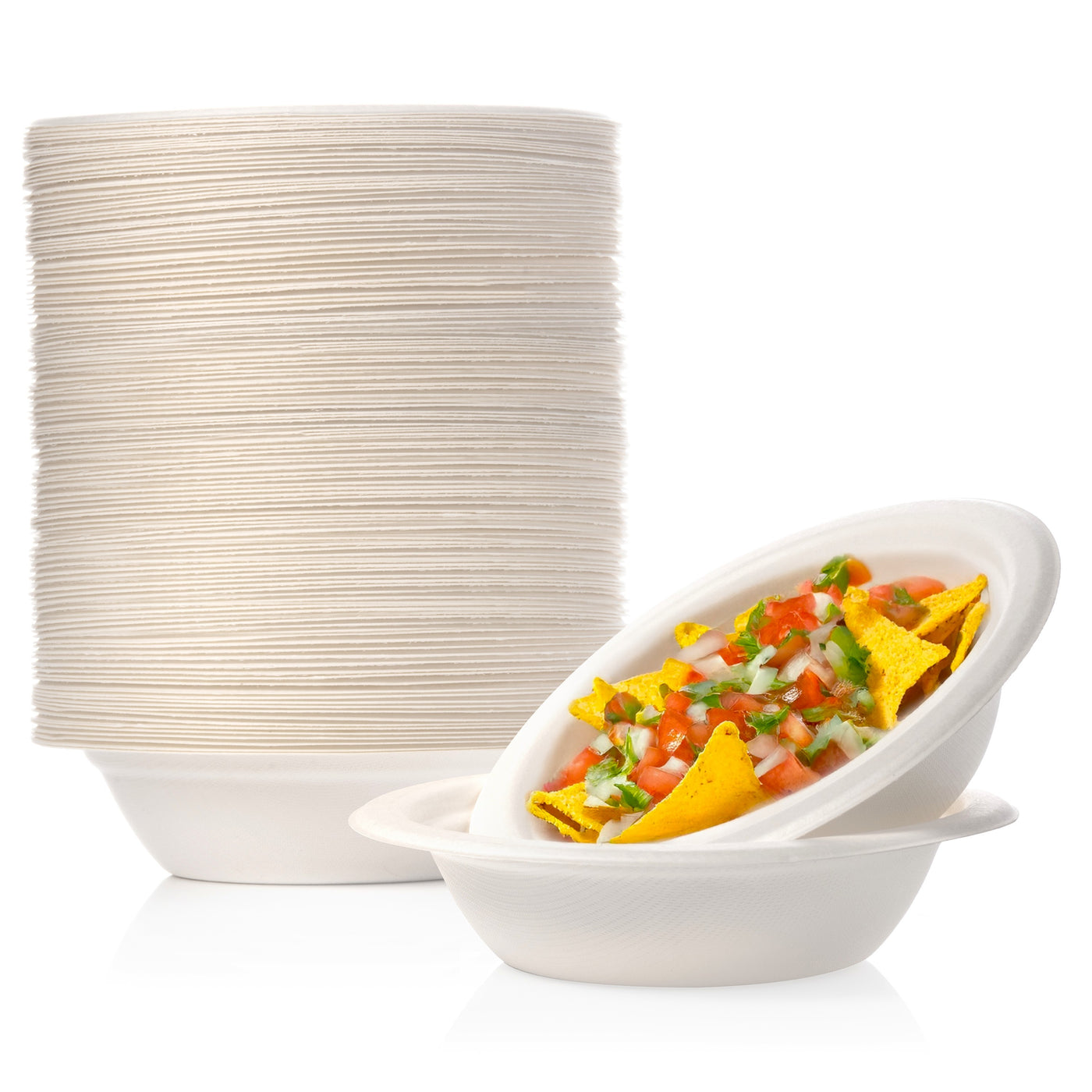 12 oz Compostable Paper Bowls – 125-Pack | Bagasse, Microwave & Freezer Safe, Leak-Resistant, Cut-Resistant, Heavy Duty