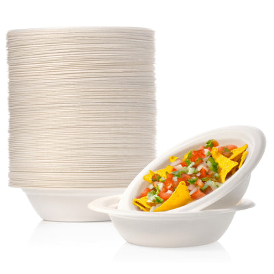 12 oz Compostable Paper Bowls – 125-Pack | Bagasse, Microwave & Freezer Safe, Leak-Resistant, Cut-Resistant, Heavy Duty