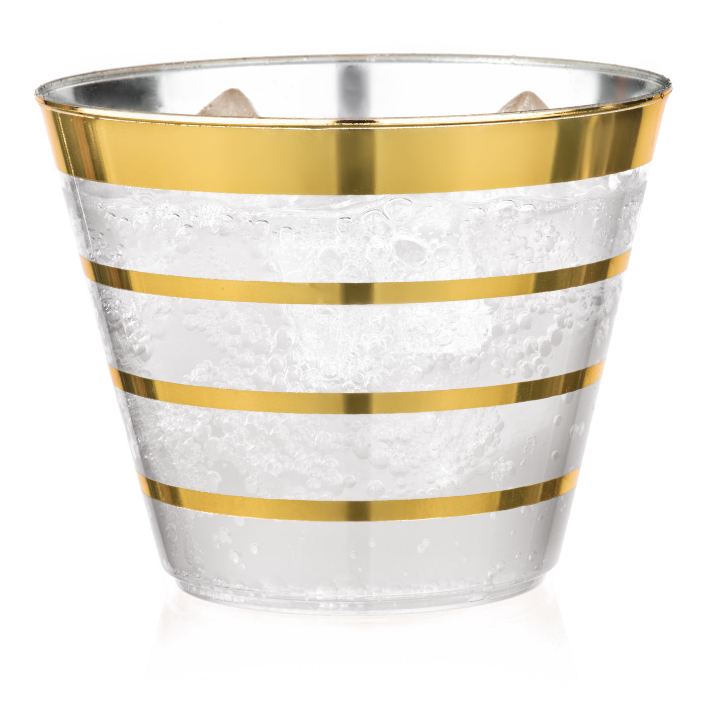 PERFECT SETTINGS 12 oz. 2-Line Gold Rim Clear Disposable Plastic