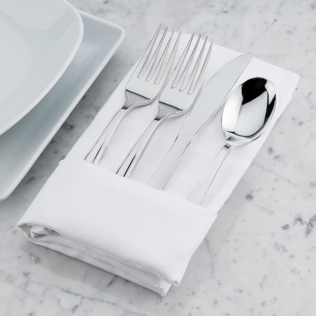 EDI [160 Piece] Silver Disposable Plastic Cutlery Set, Assorted