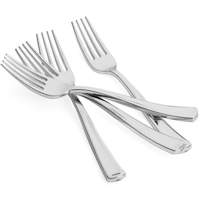 Perfect Settings 125 Silver Plastic Forks Cutlery Silverware Flatware - Name Brand Corner