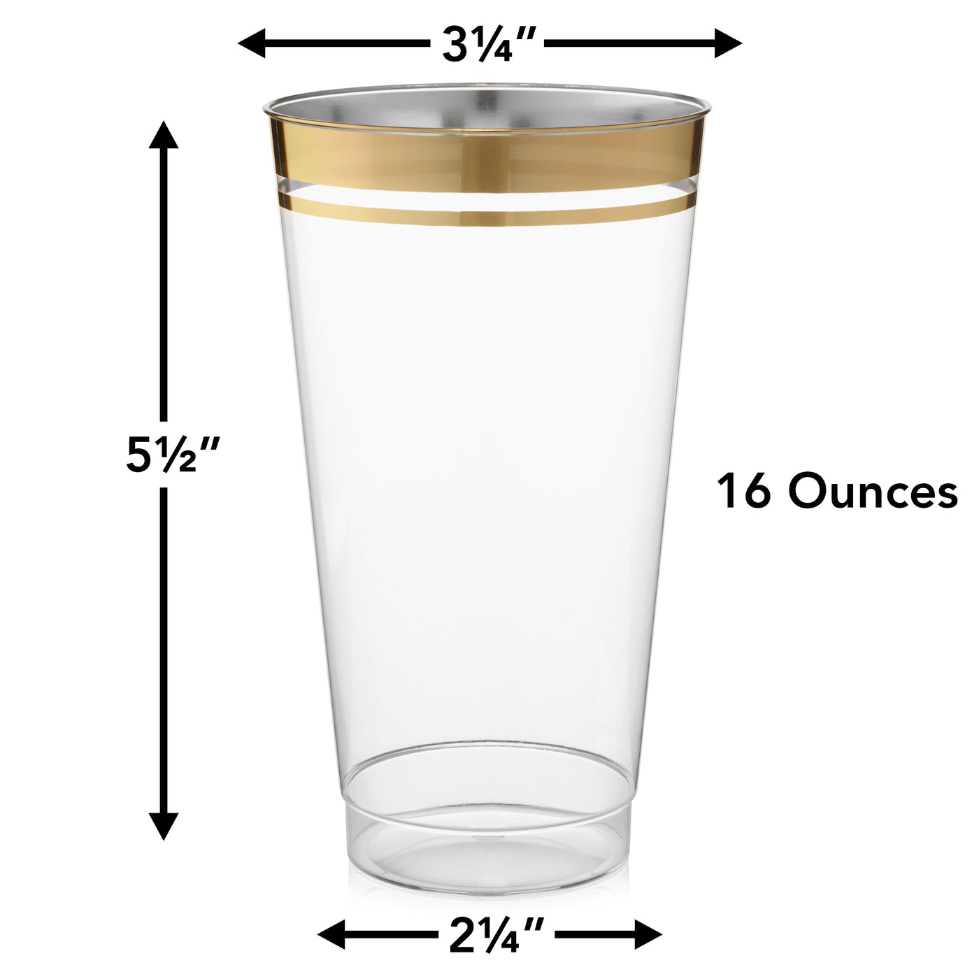 PERFECT SETTINGS 16 oz. 2 Line Red Rim Clear Disposable Plastic