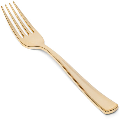 Perfect Settings 125 Gold Plastic Forks Cutlery Disposable Fork Silverware Set - Name Brand Corner