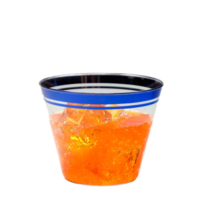 Perfect Settings 110 Colored Rimmed Clear Plastic Disposable Party Cups 9 Ounce