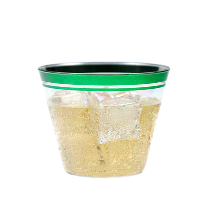Perfect Settings 110 Colored Rimmed Clear Plastic Disposable Party Cups 9 Ounce