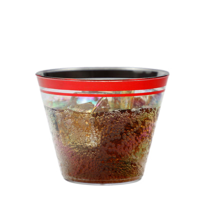 Perfect Settings 110 Colored Rimmed Clear Plastic Disposable Party Cups 9 Ounce