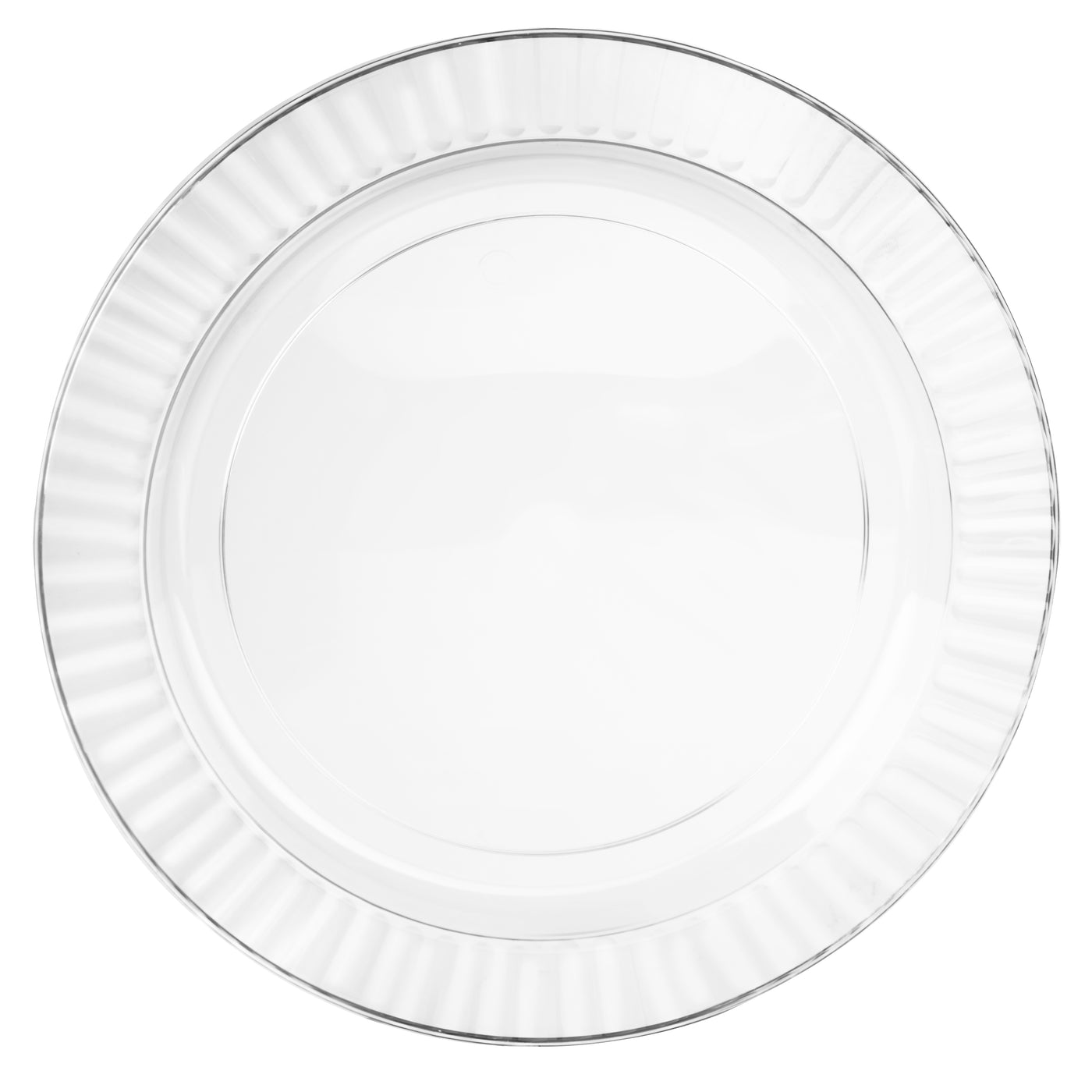 Perfect Settings 50 Piece (25 Sets) Premium Clear Plastic Plates Textured Edge - Name Brand Corner