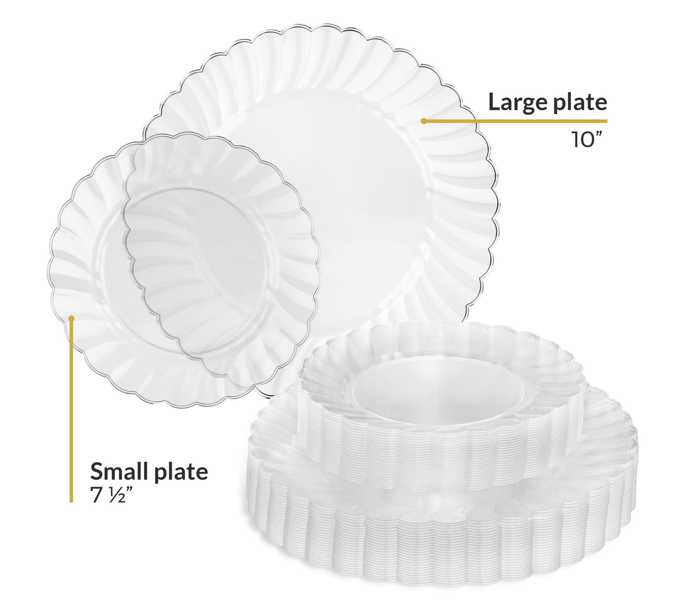 Perfect Settings 50 Piece (25 Sets) Premium Clear Plastic Plates Fan Design - Name Brand Corner